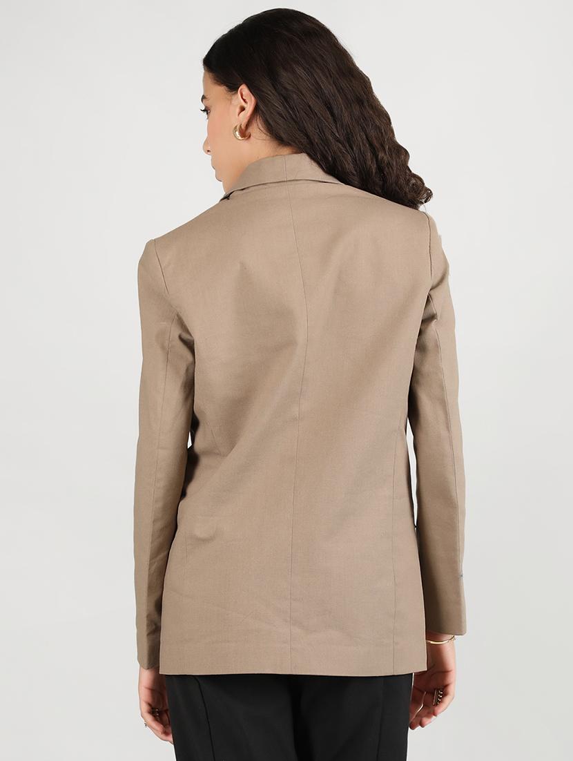 solid brown casual blazer - 20683886 - Standard Image - 2