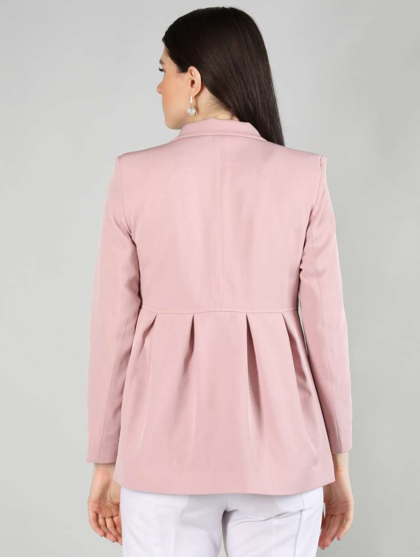 women pink solid full sleeve summer jacket - 20683890 - Standard Image - 2