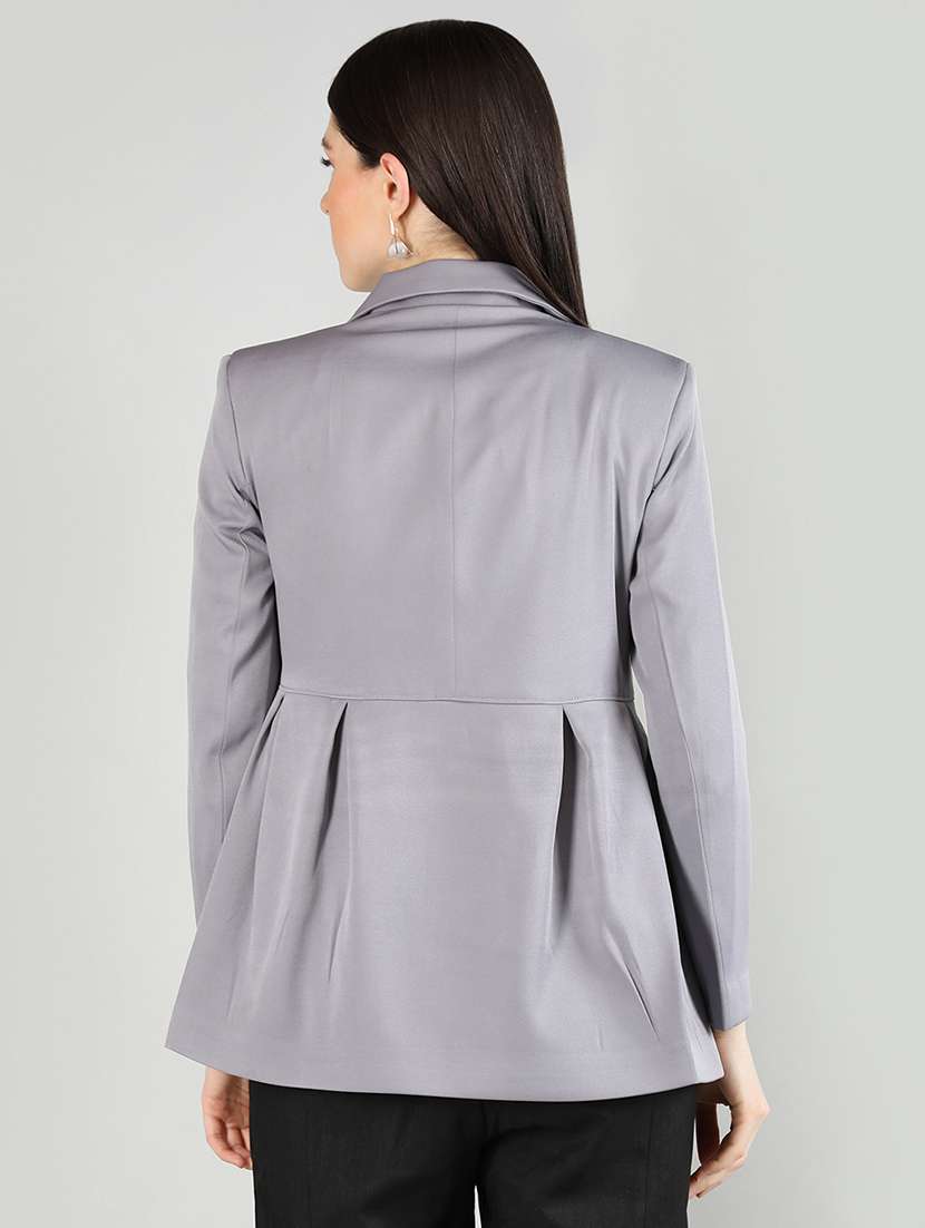 women grey solid full sleeve summer jacket - 20683892 - Standard Image - 2