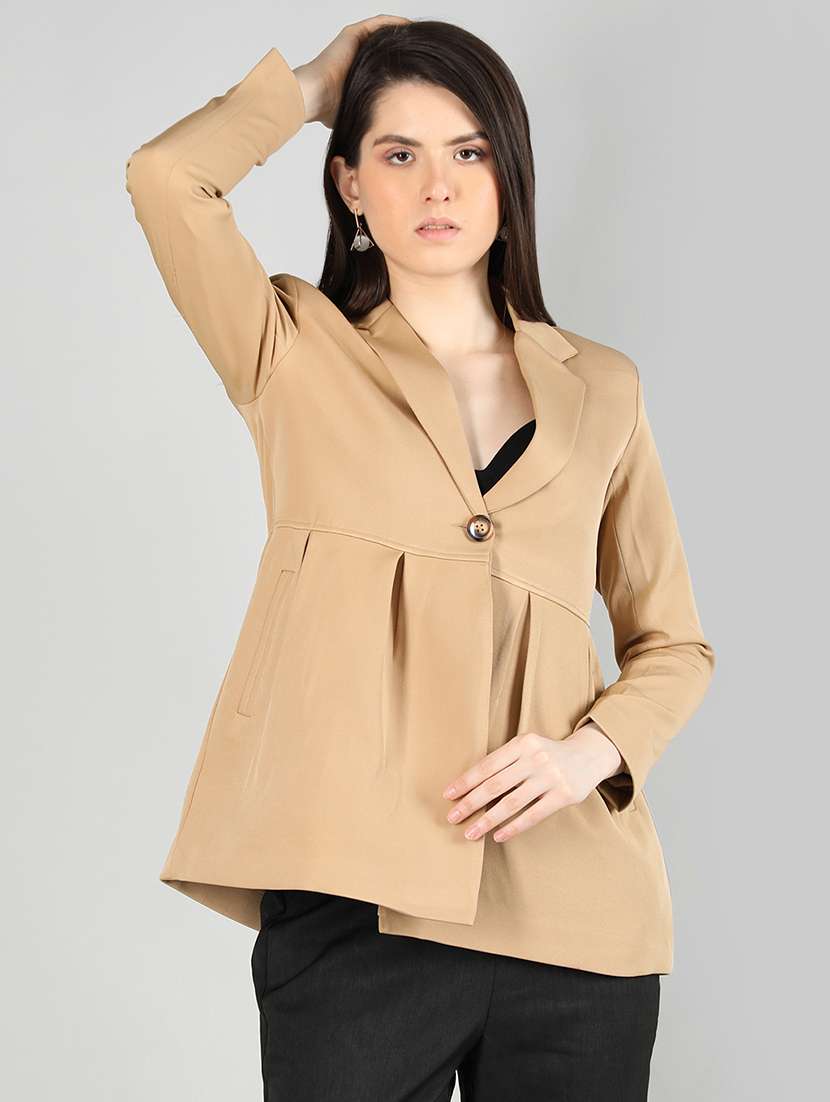 women solid single breasted blazer