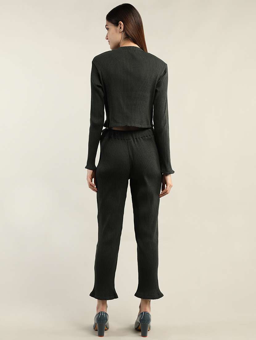 women green solid top & mid-rise trouser set - 20683912 -  Standard Image - 2