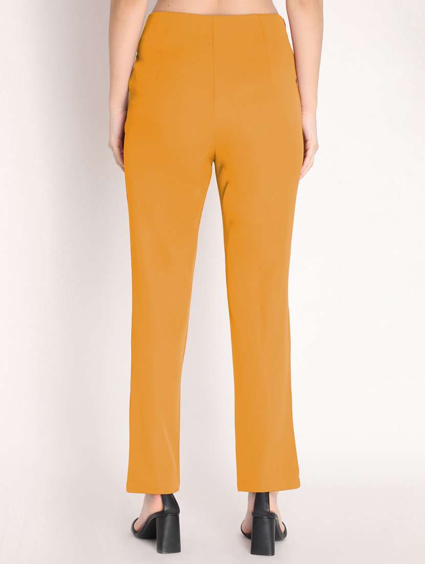 women mid-rise orange solid full length trouser - 20683916 - Standard Image - 2