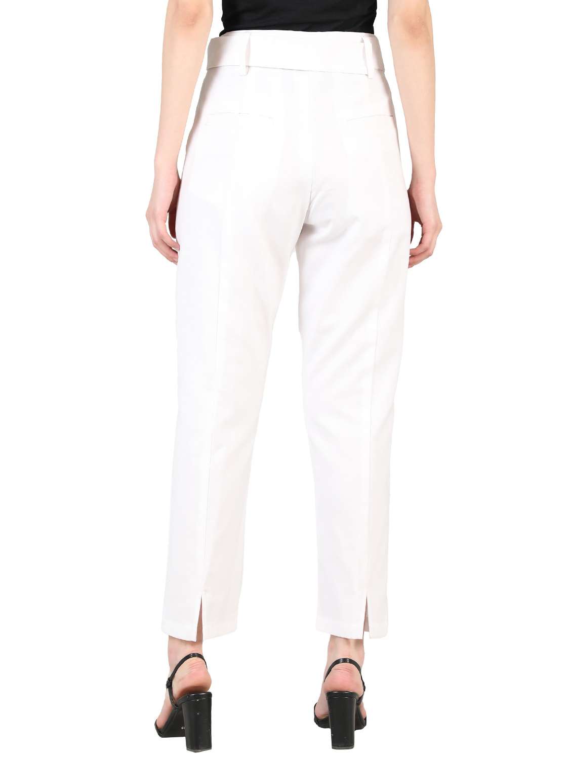 women mid-rise white solid track pant - 20683922 - Standard Image - 2