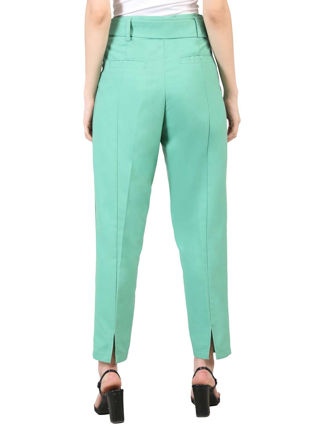 women mid-rise green solid track pant - 20683929 - Standard Image - 2