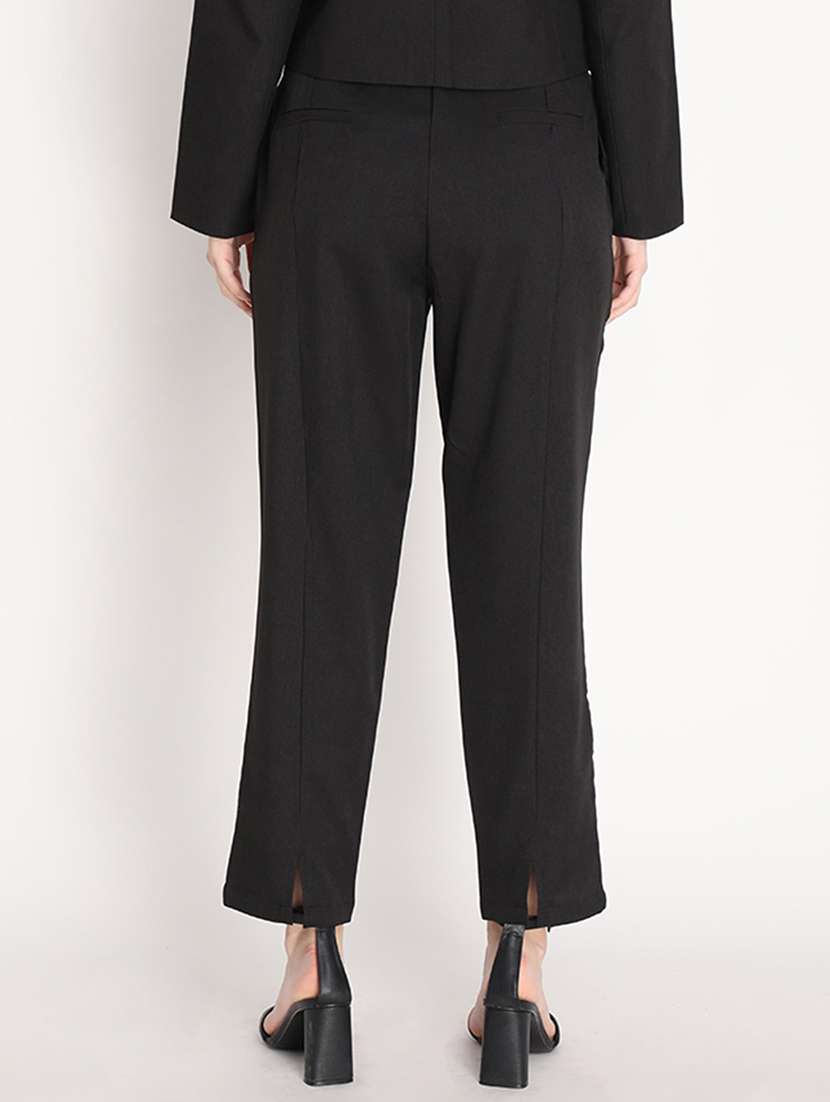 women mid-rise black solid track pant - 20683931 - Standard Image - 2