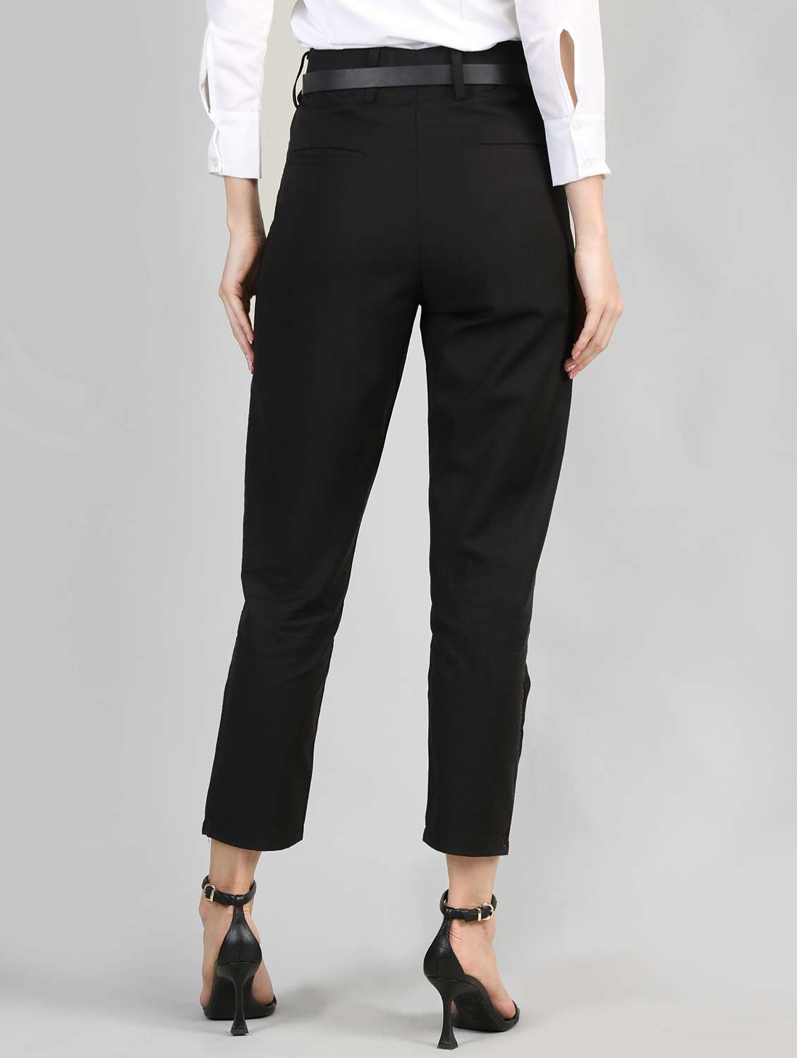 women mid-rise black solid track pant - 20683938 -  Standard Image - 2