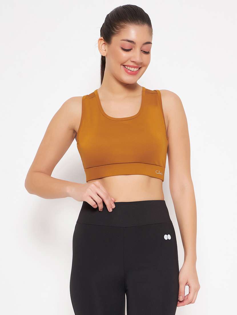 mustard polyester sports bra