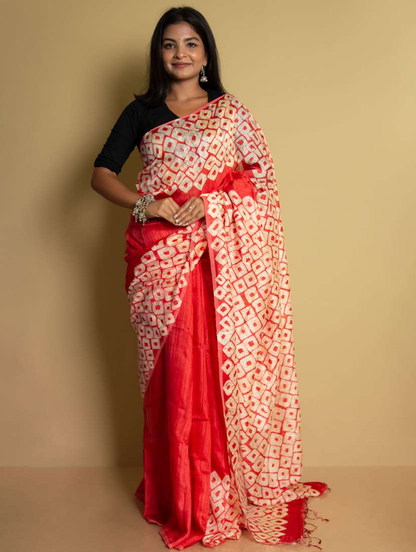 women red handloom saree with blouse