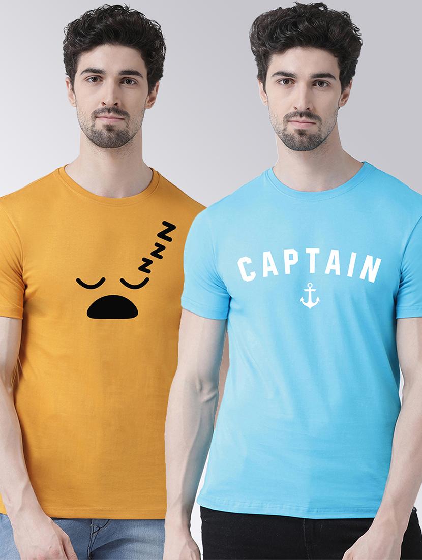 men set of 2 multi colored round neck graphic regular t-shirt  - 20684296 -  Zoom Image - 0