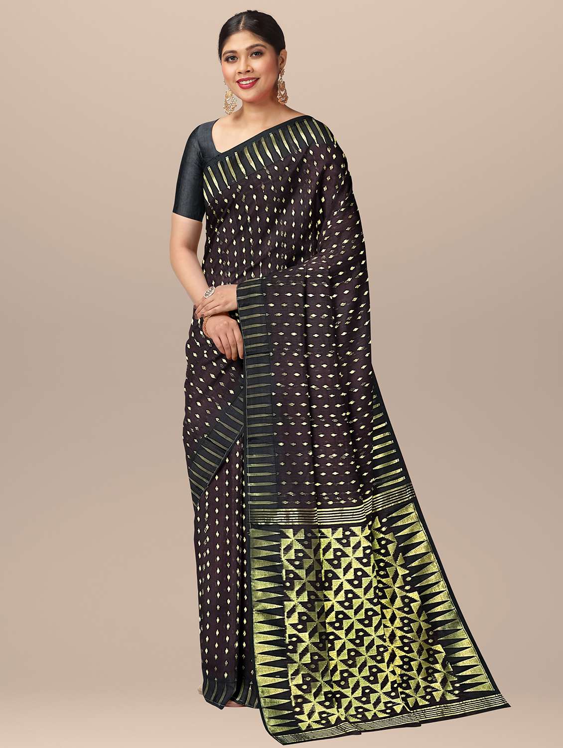 women black self design handloom saree