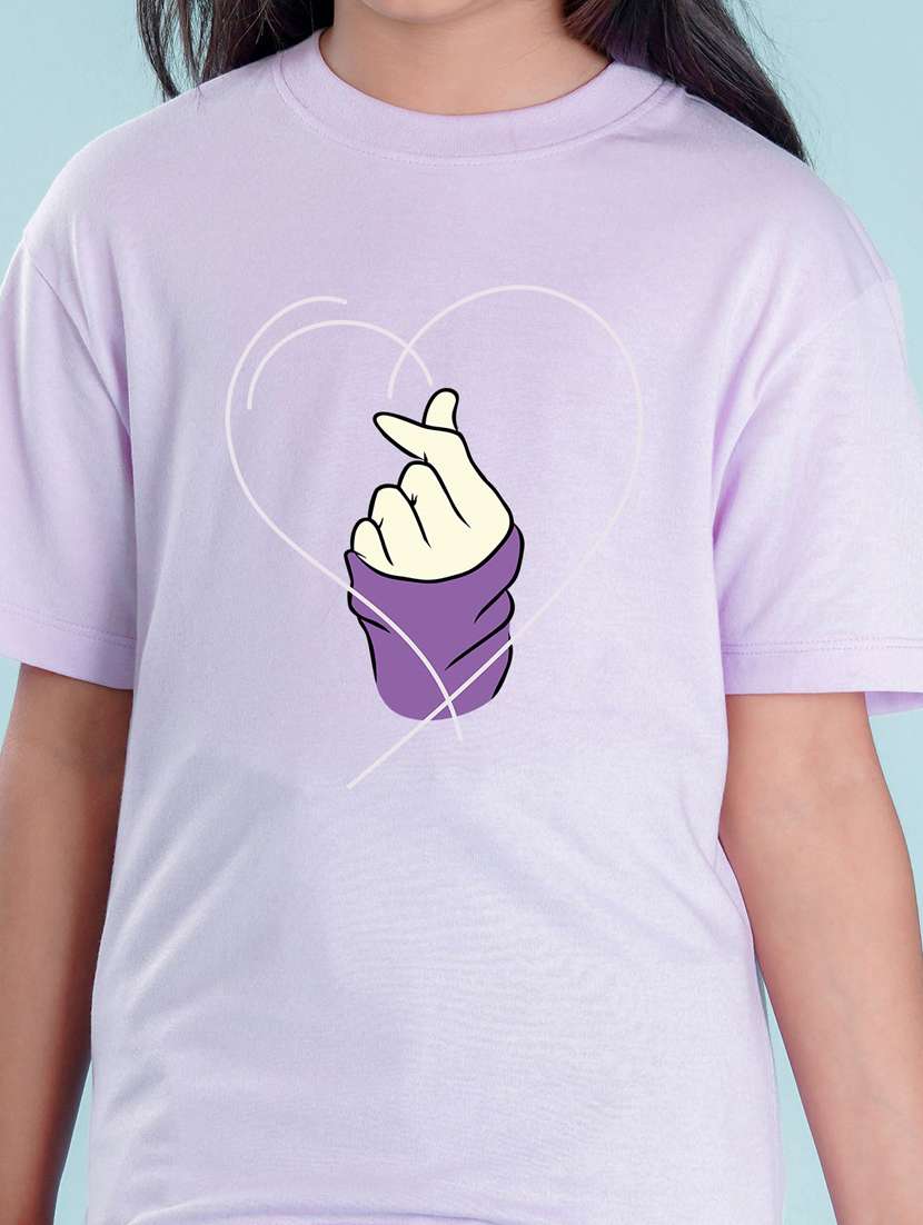 kids purple chest print round neck t-shirt - 20684662 - Standard Image - 2