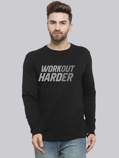 men black typographic full sleeve regular t-shirt - 20685897 - Standard Image - 0