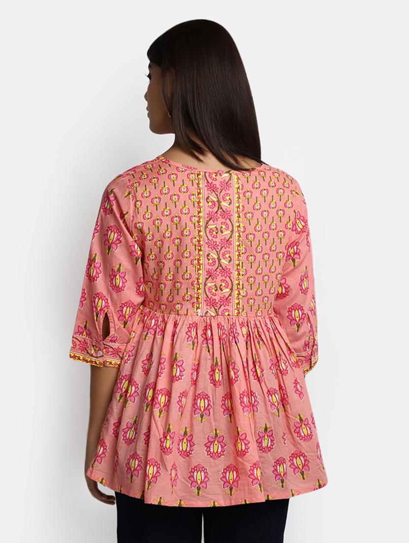 floral print cotton short kurti - 20686020 - Standard Image - 2