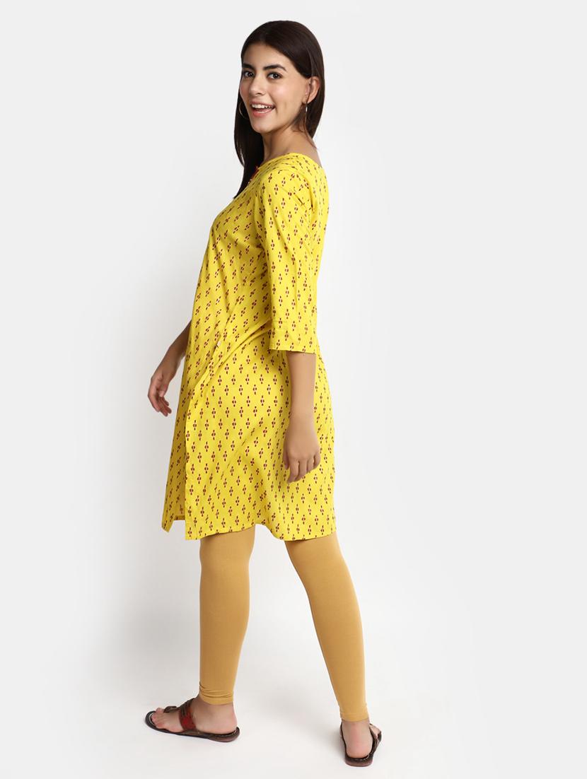 gold rayon straight kurta - 20686032 - Standard Image - 2