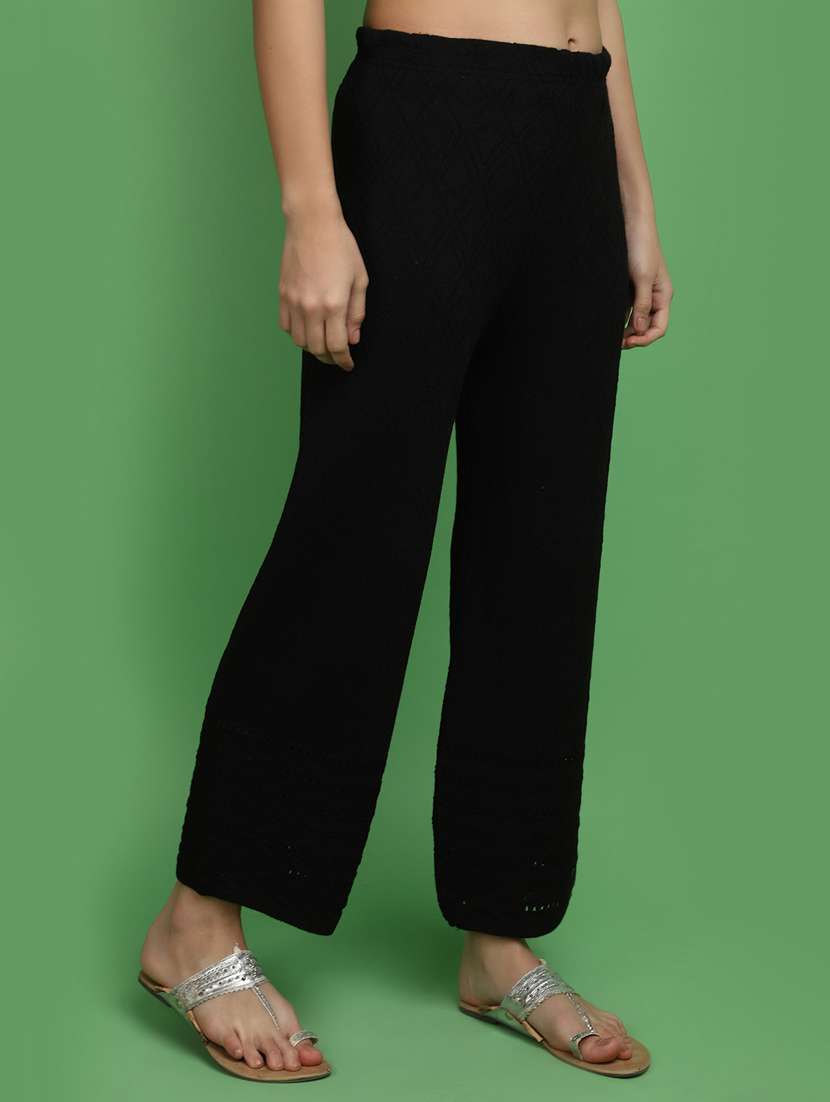 women black self design detailed trouser - 20686136 -  Standard Image - 2