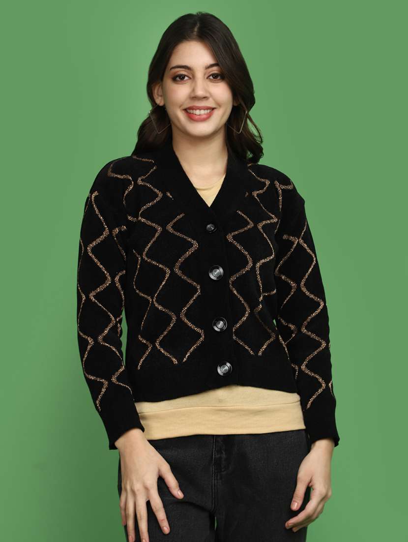 women self designed long sleeves cardigan