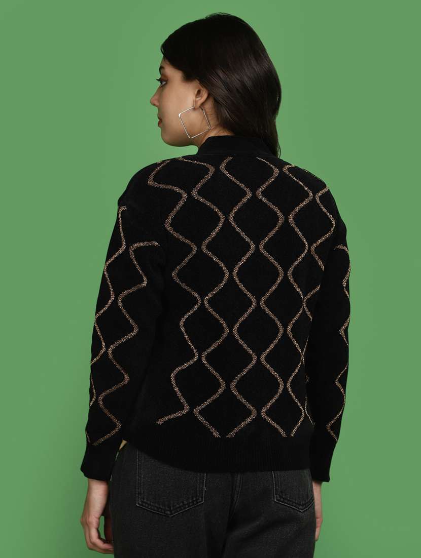 women self designed long sleeves cardigan - 20686155 - Standard Image - 2