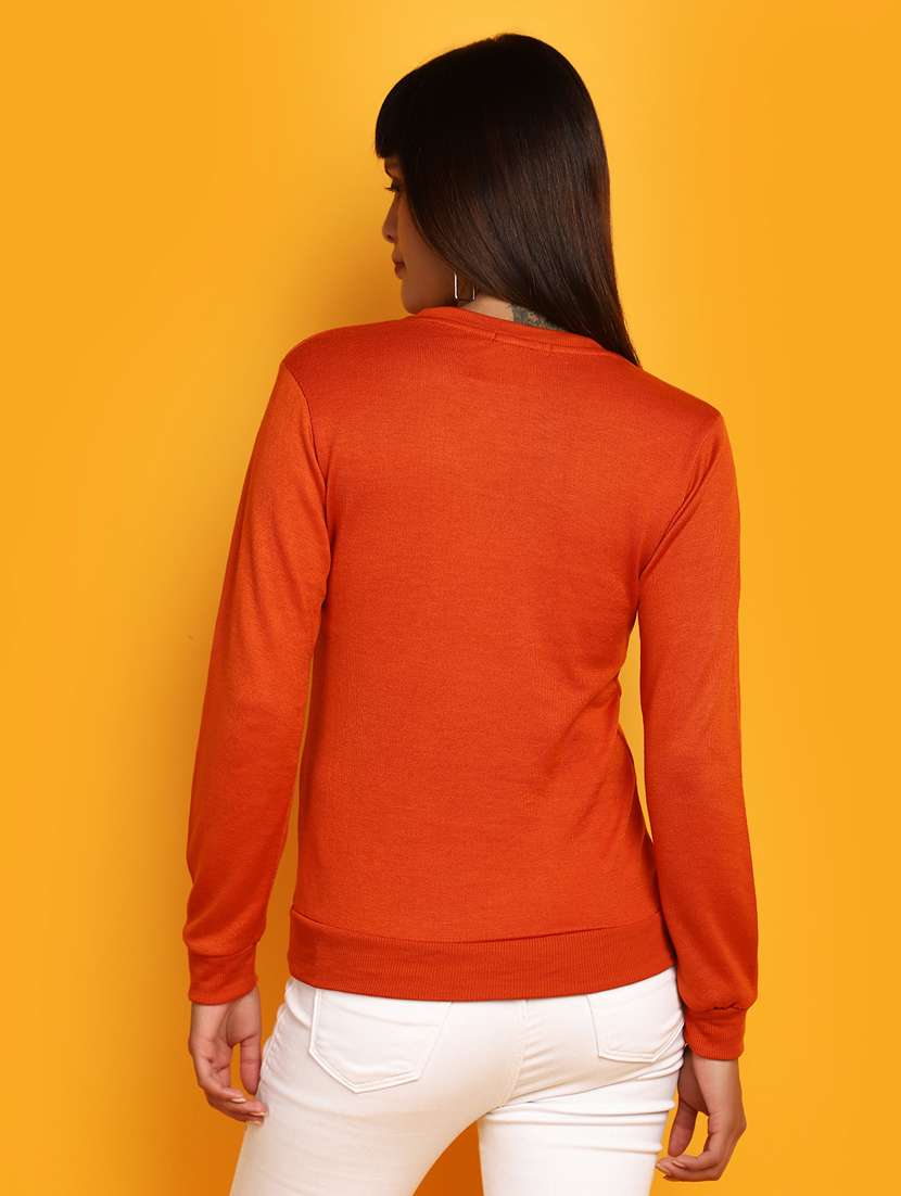 women solid long sleeves pullover   - 20686172 -  Standard Image - 2