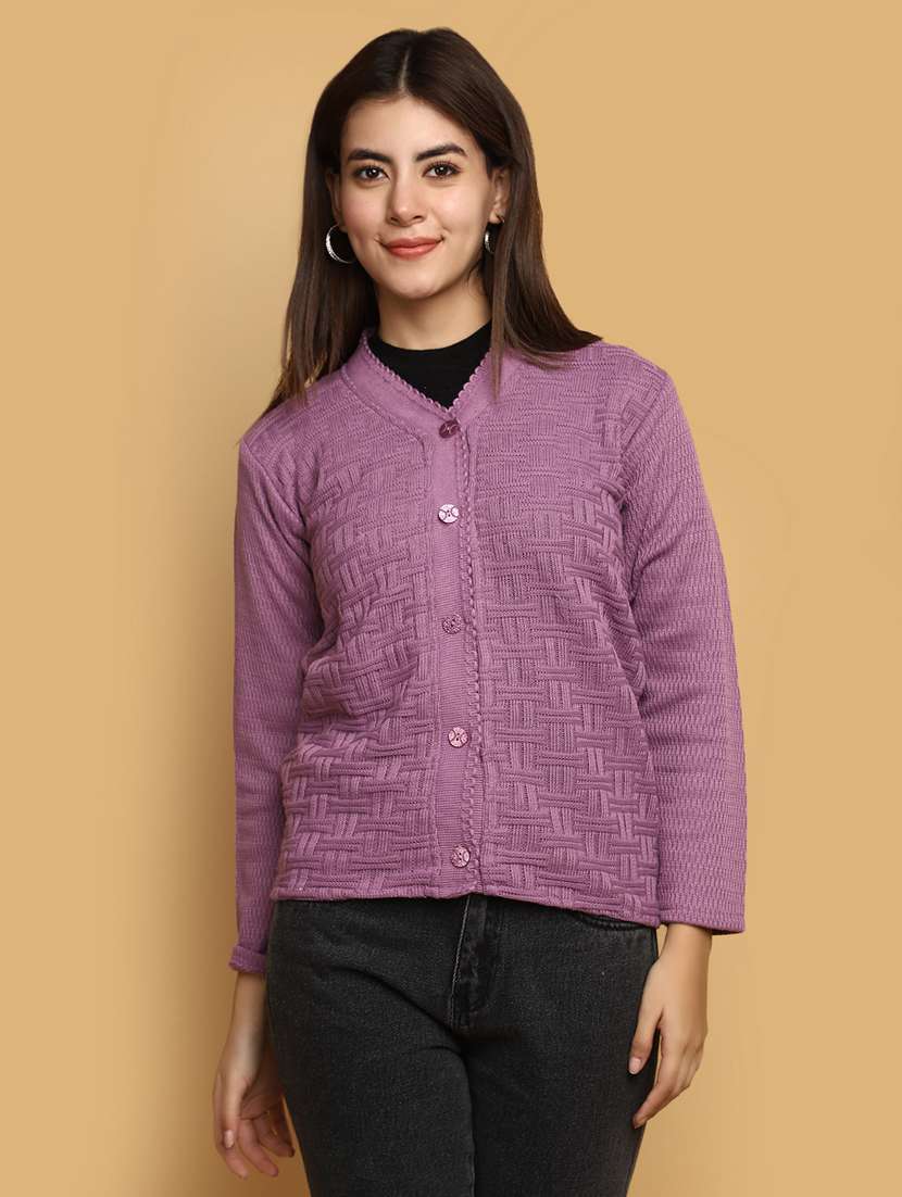 women self designed long sleeves cardigan