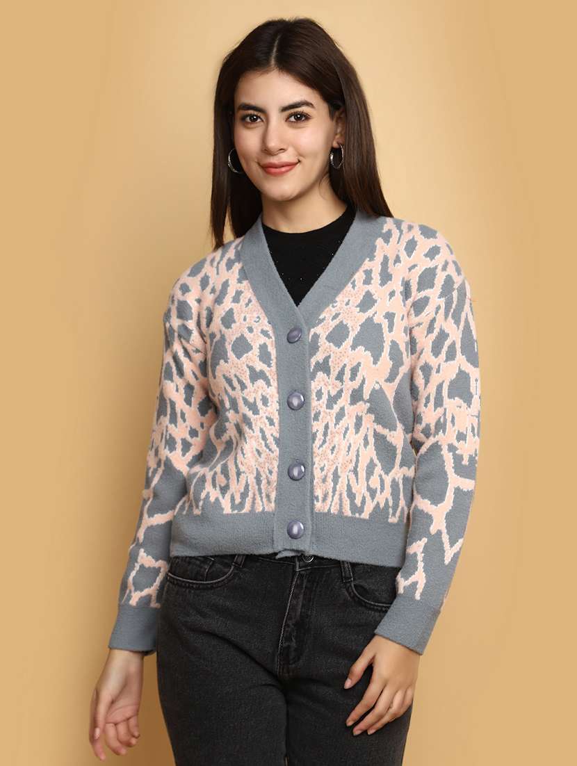 women self designed long sleeves cardigan