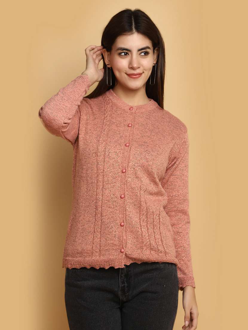 women self designed long sleeves cardigan