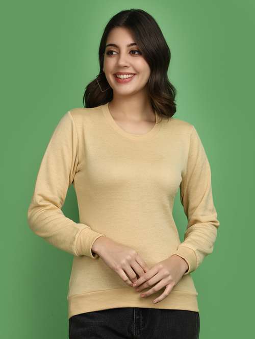 women solid long sleeves pullover - 20686196 -  Standard Image - 0