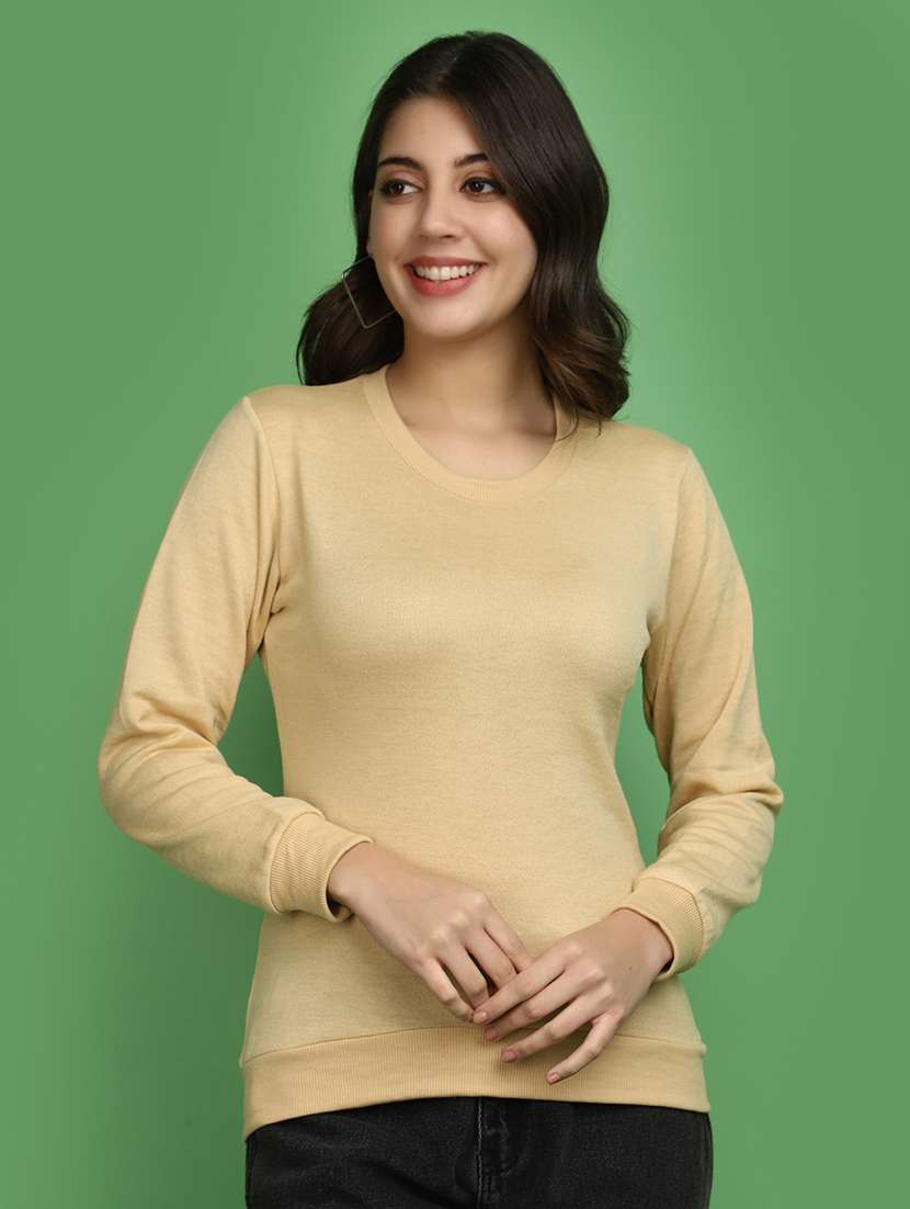 women solid long sleeves pullover - 20686196 -  Zoom Image - 0