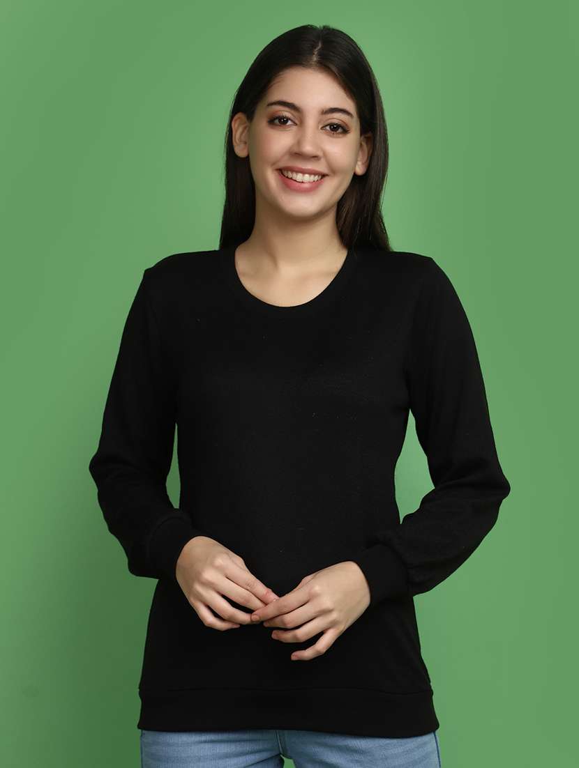 women solid long sleeves pullover - 20686197 - Zoom Image - 0