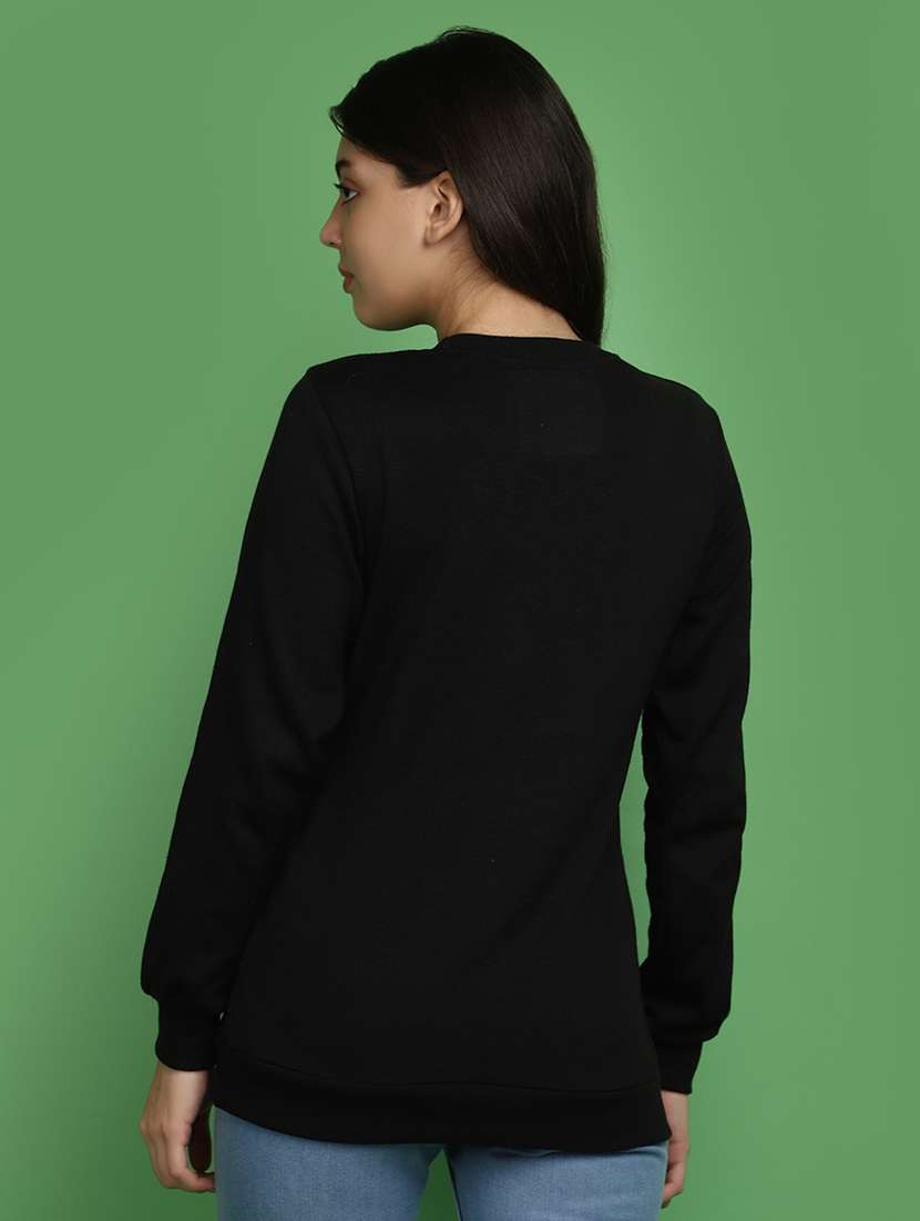 women solid long sleeves pullover - 20686197 - Standard Image - 2