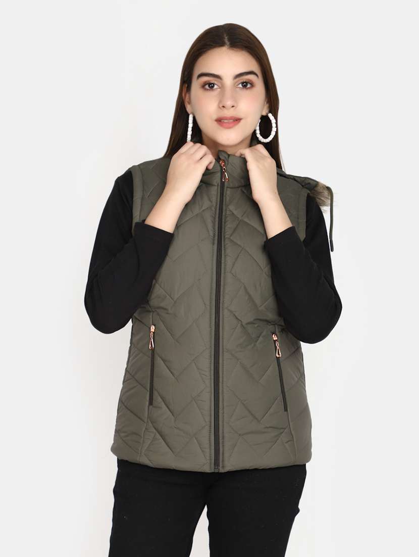 women solid sleeveless bomber jacket