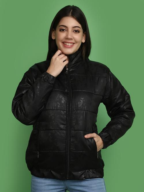women solid hooded bomber jacket - 20686230 - Standard Image - 0