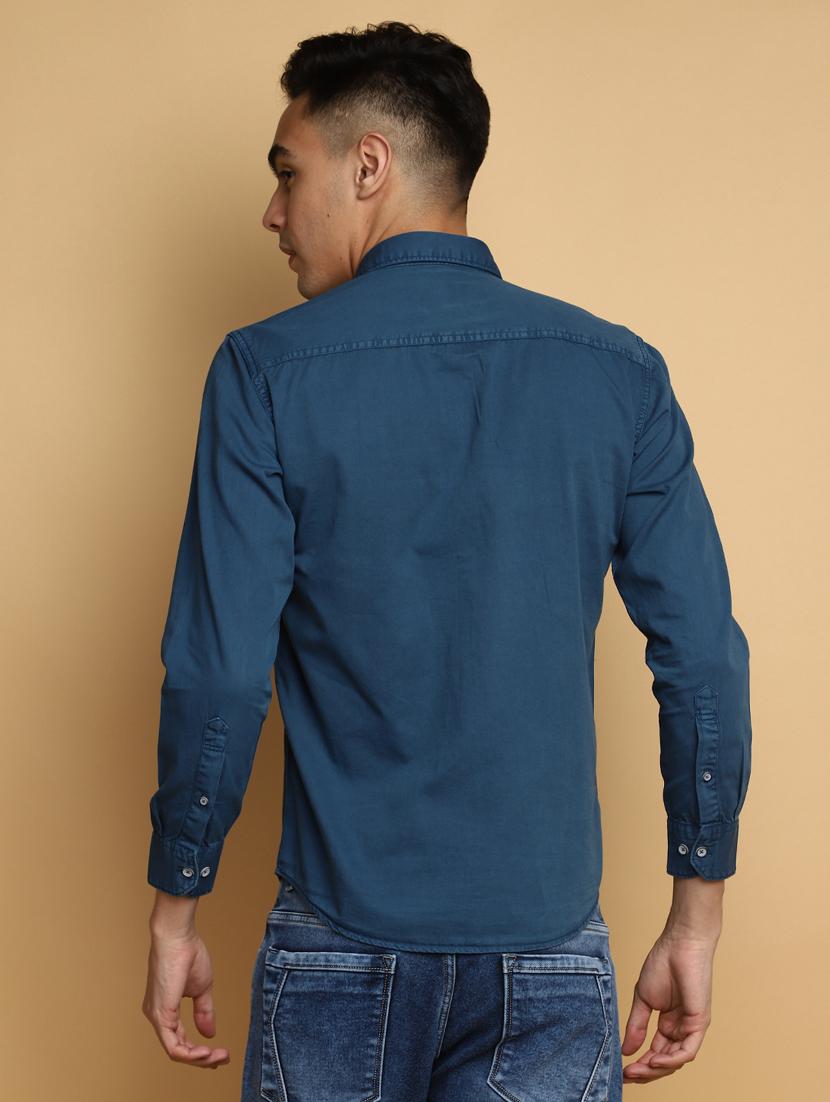 blue cotton casual shirt - 20686235 - Standard Image - 2