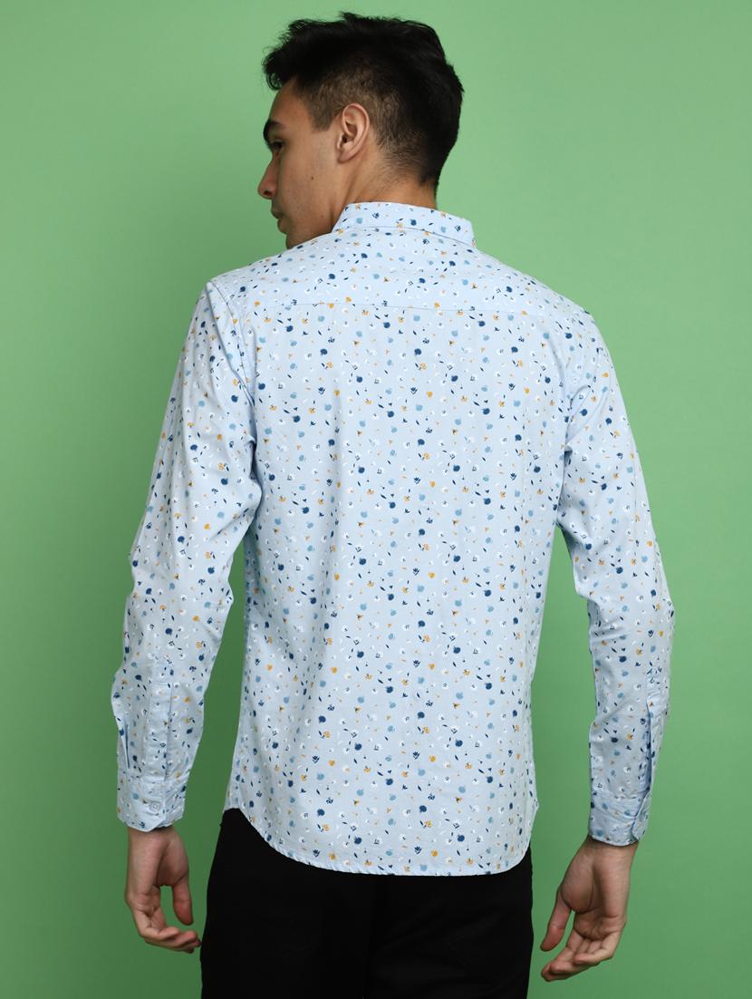 blue floral printed casual shirt - 20686243 - Standard Image - 2