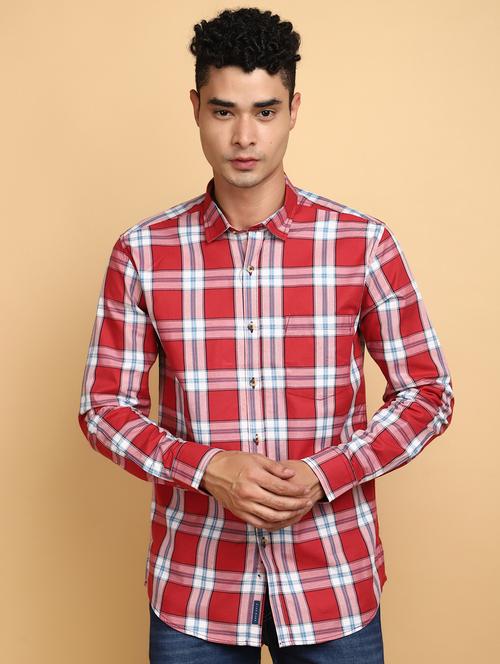 red cotton casual shirt - 20686244 - Standard Image - 0