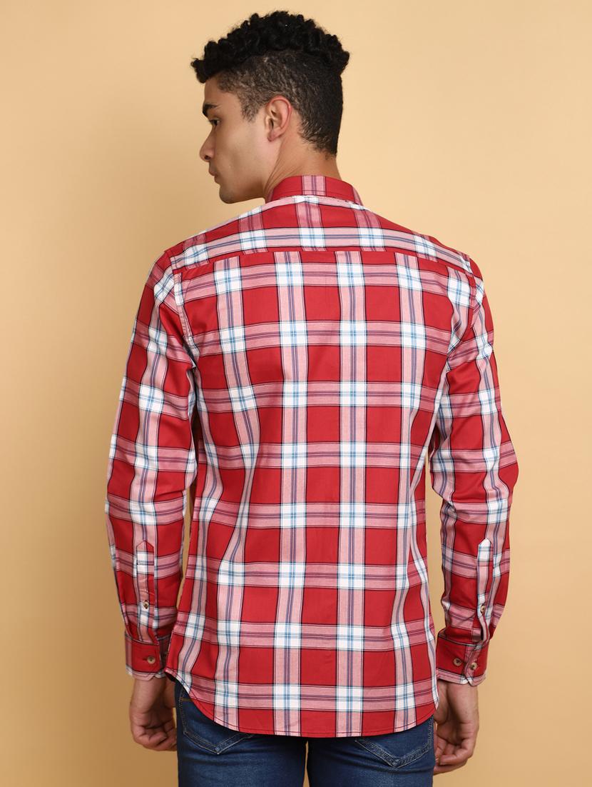 red cotton casual shirt - 20686244 - Standard Image - 2