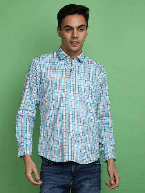 blue cotton casual shirt - 20686247 - Standard Image - 0
