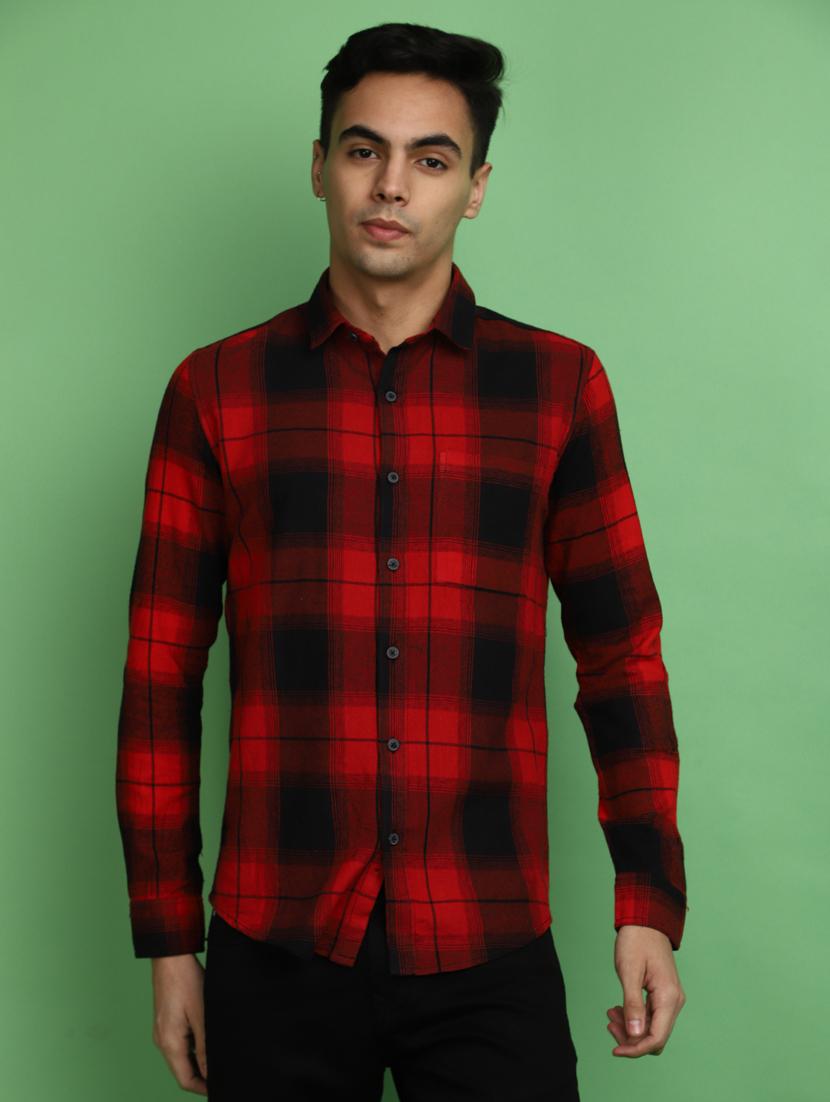 red cotton casual shirt