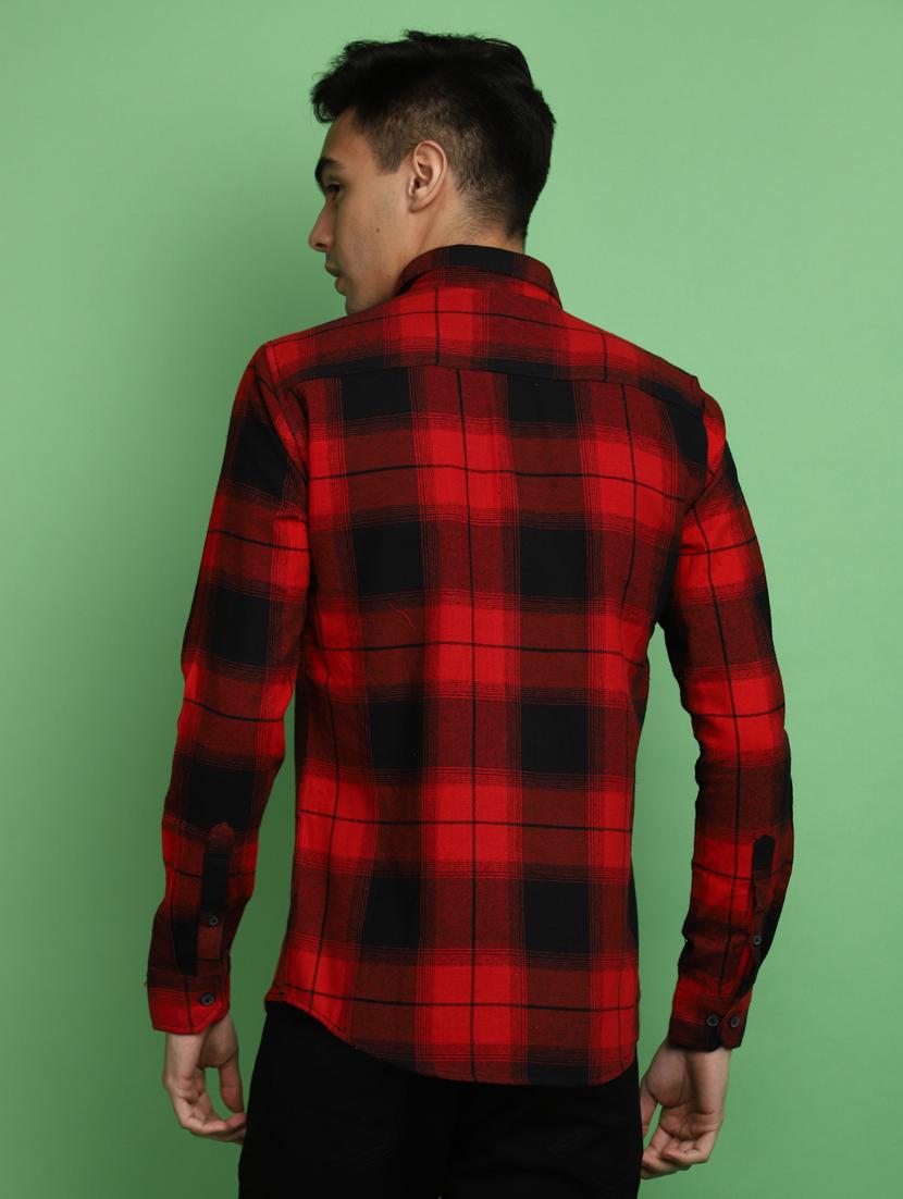 red cotton casual shirt - 20686250 - Standard Image - 2