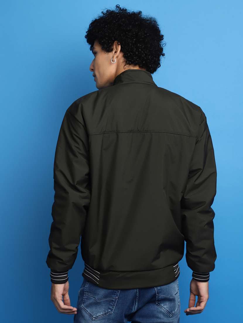 solid green detailed casual jacket - 20686270 -  Standard Image - 2