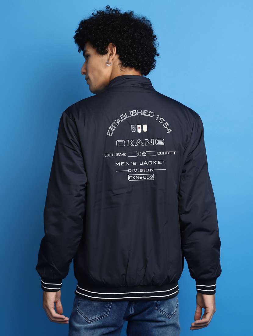 men blue color block reversible bomber jacket - 20686275 -  Standard Image - 2