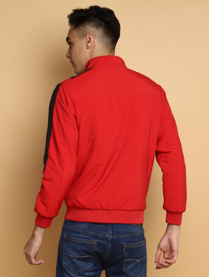 red sleeves taped detailed casual jacket - 20686281 - Standard Image - 2