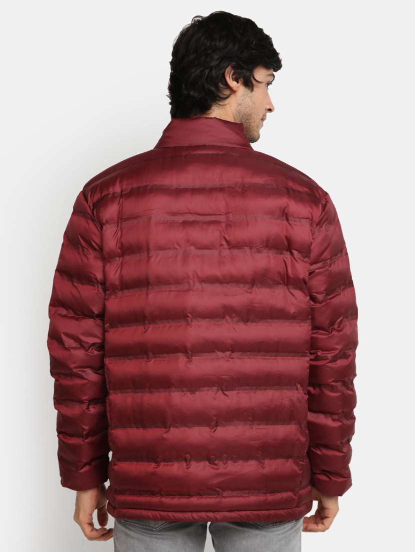 maroon quilted detailed casual jacket - 20686318 - Standard Image - 2