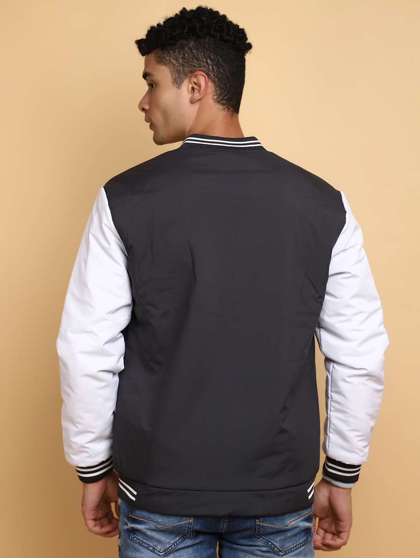 Men Color Block Long Sleeve Varsity Jacket - 20686378 -  Standard Image - 2
