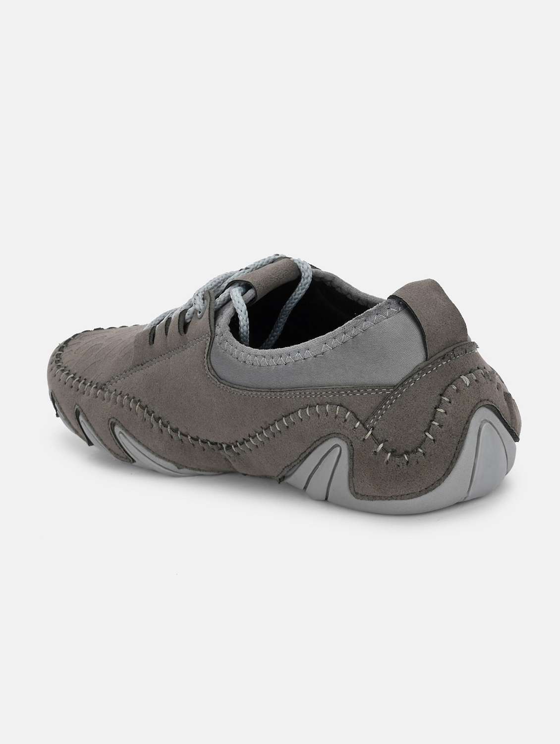solid grey detailed lace up casual shoes - 20686388 - Standard Image - 2