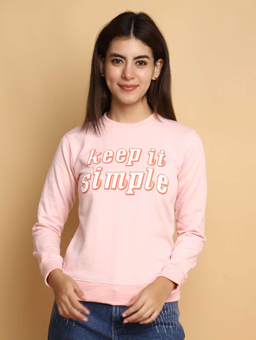 women chest print  long sleeve sweatshirt