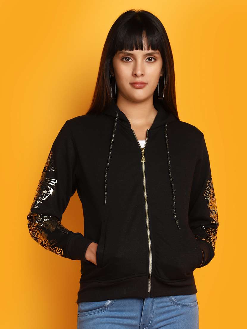 women front print long sleeve sweatshirt