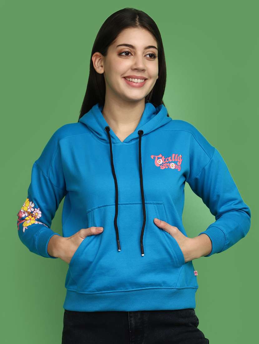 women front print long sleeve sweatshirt