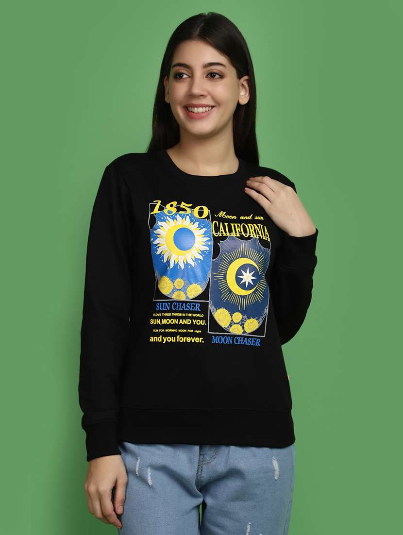 women front print long sleeve sweatshirt