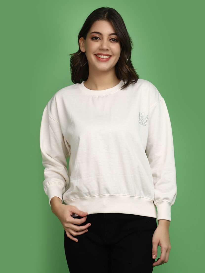 women front print long sleeve sweatshirt