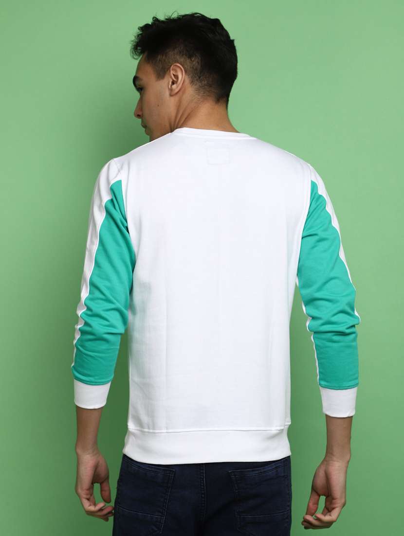 white cotton color block sweatshirt - 20686701 -  Standard Image - 2